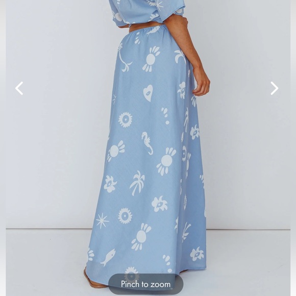 INDI LUXE LIGHT AURA MAXI SKIRT PRINT BLUE WHITE - Picture 3 of 6